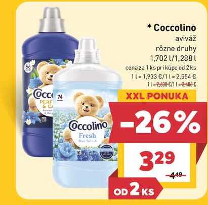 Coccolino aviváž rôzne druhy 1,702 l/1,288l